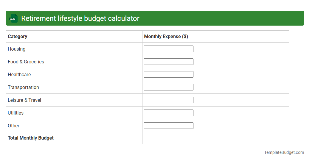 Retirement lifestyle budget calculator
