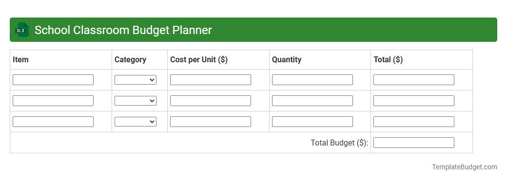 School Classroom Budget Planner