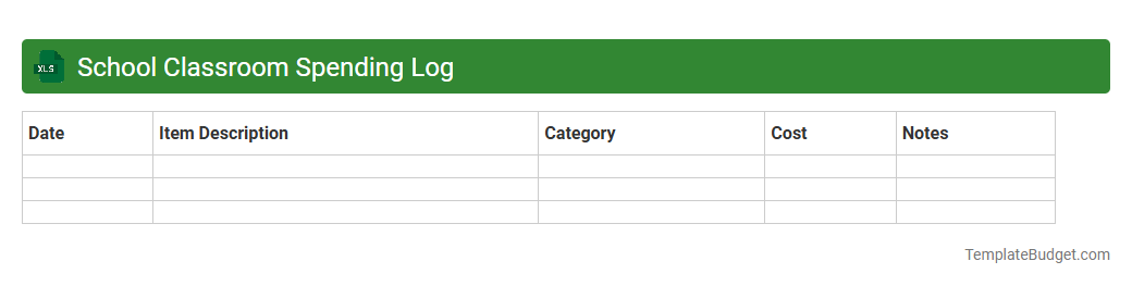 School Classroom Spending Log