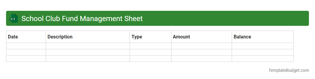 School Club Fund Management Sheet