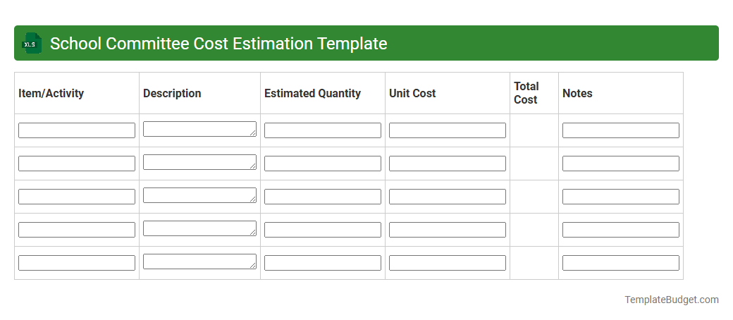 School Committee Cost Estimation Template