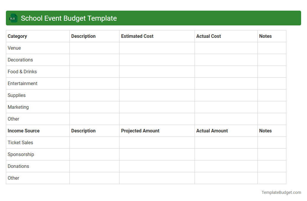 School Event Budget Template