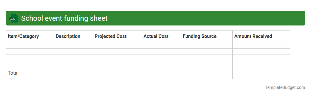 School event funding sheet