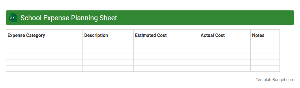 School Expense Planning Sheet