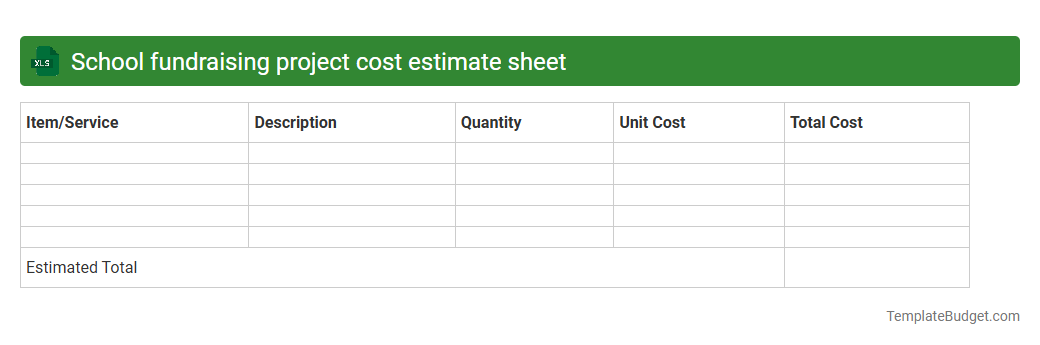 School fundraising project cost estimate sheet