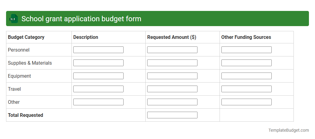 School grant application budget form