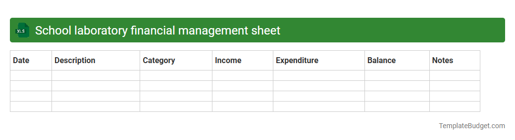 School laboratory financial management sheet