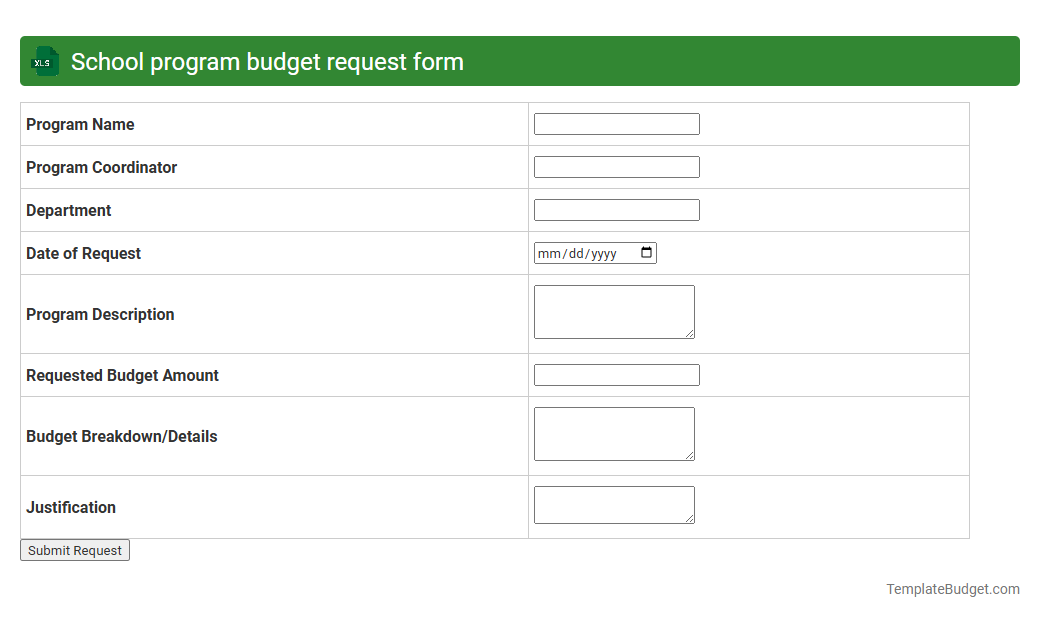 School program budget request form