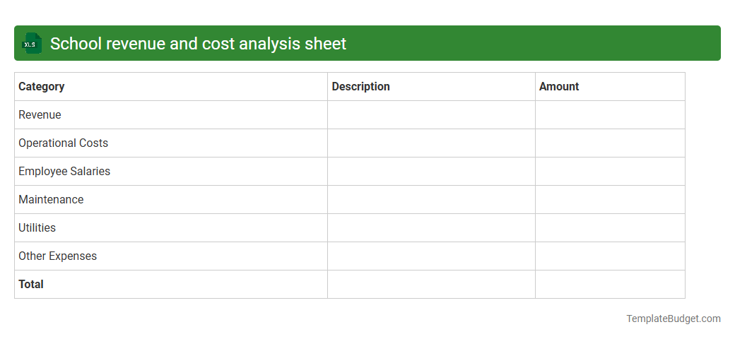 School revenue and cost analysis sheet