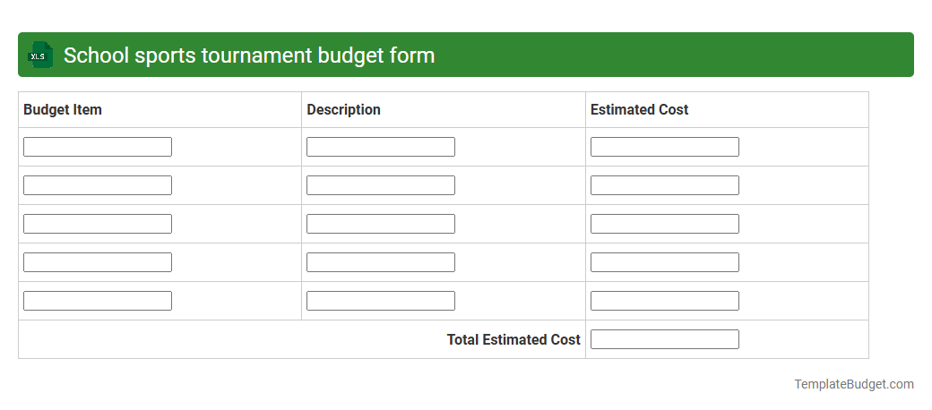 School sports tournament budget form