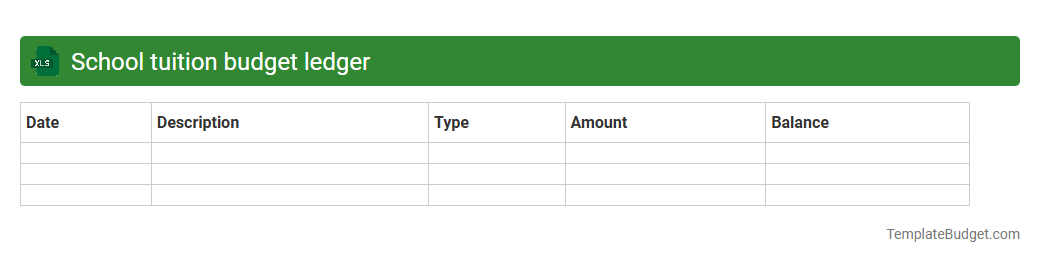School tuition budget ledger