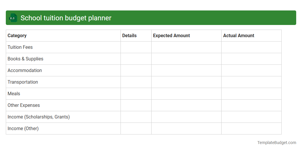 School tuition budget planner