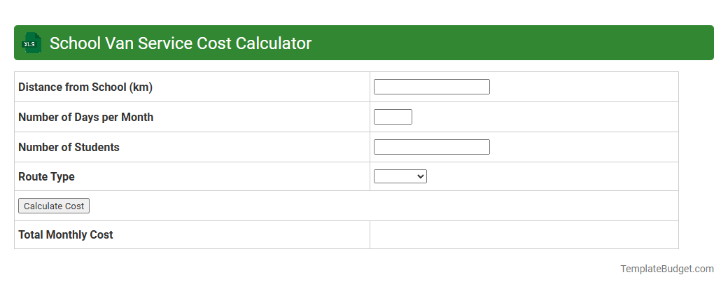 School Van Service Cost Calculator