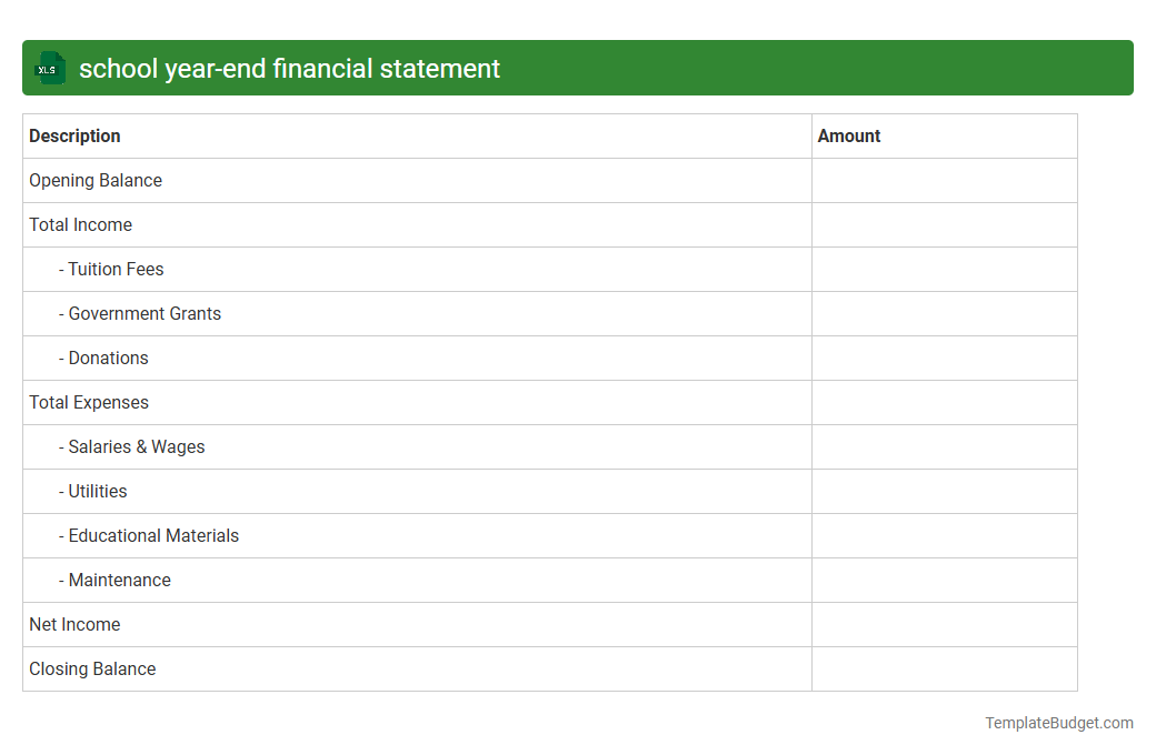 school year-end financial statement