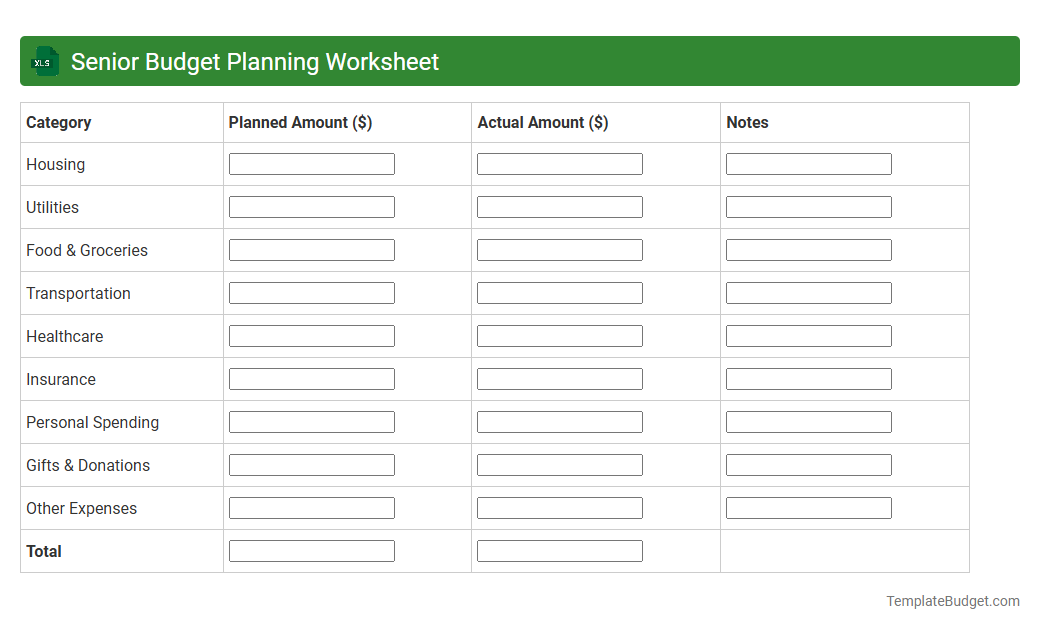 Senior Budget Planning Worksheet