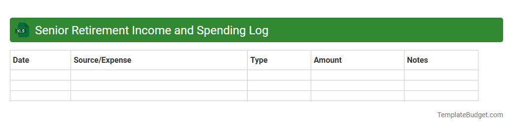 Senior Retirement Income and Spending Log