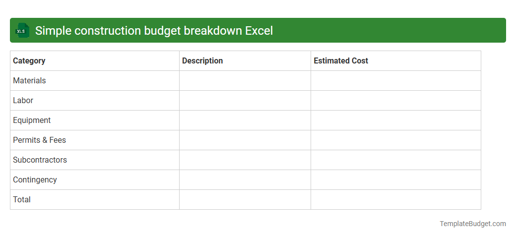 Simple construction budget breakdown Excel