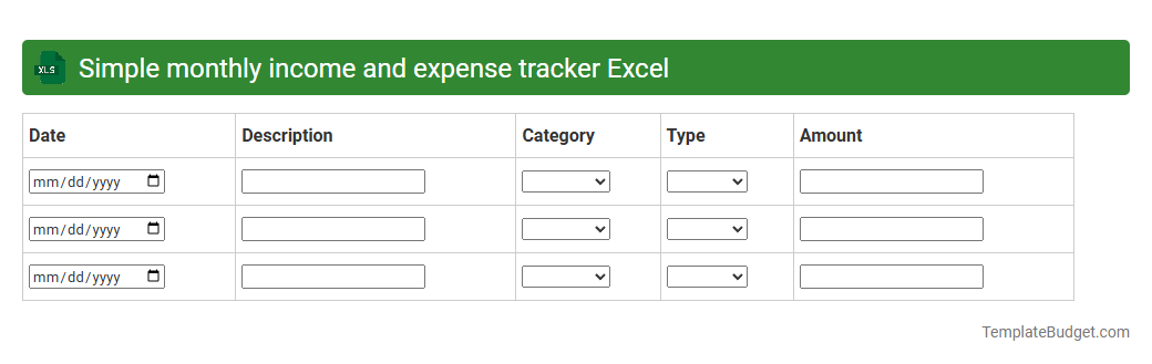 Simple monthly income and expense tracker Excel
