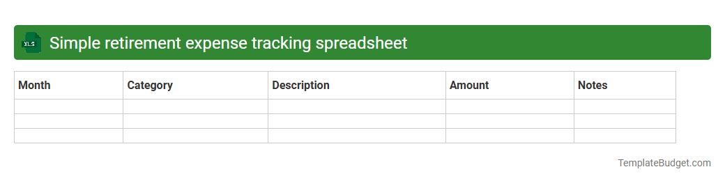 Simple retirement expense tracking spreadsheet