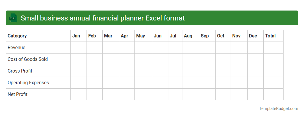 Small business annual financial planner Excel format