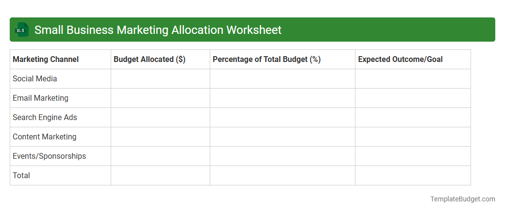 Small Business Marketing Allocation Worksheet