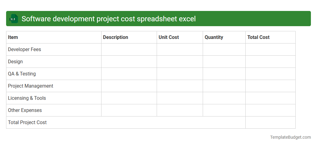 Software development project cost spreadsheet excel