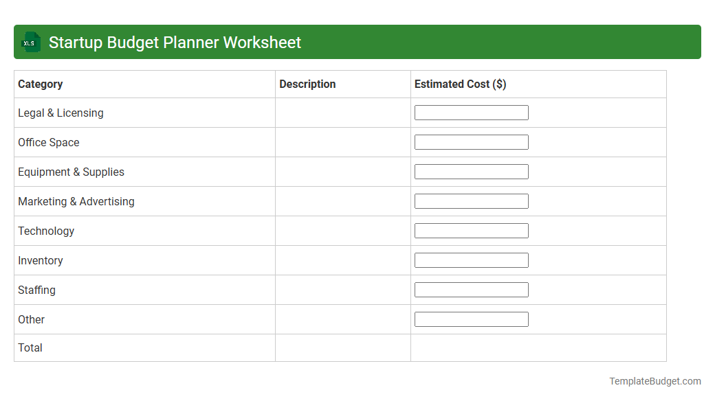 Startup Budget Planner Worksheet