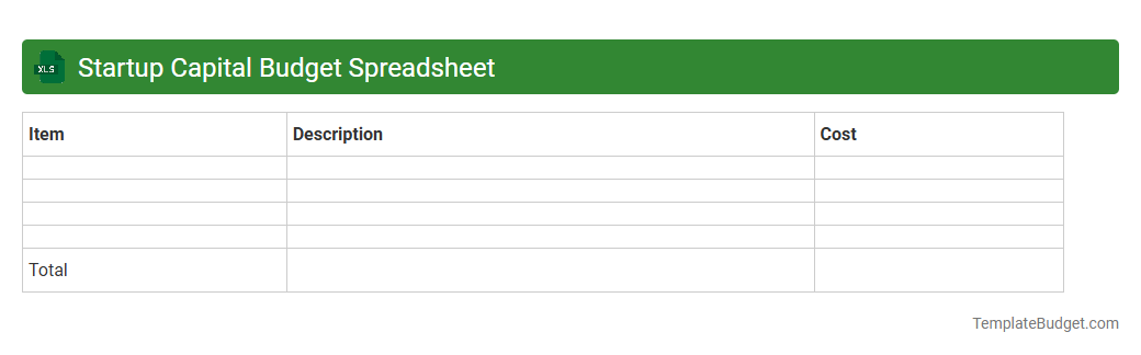 Startup Capital Budget Spreadsheet
