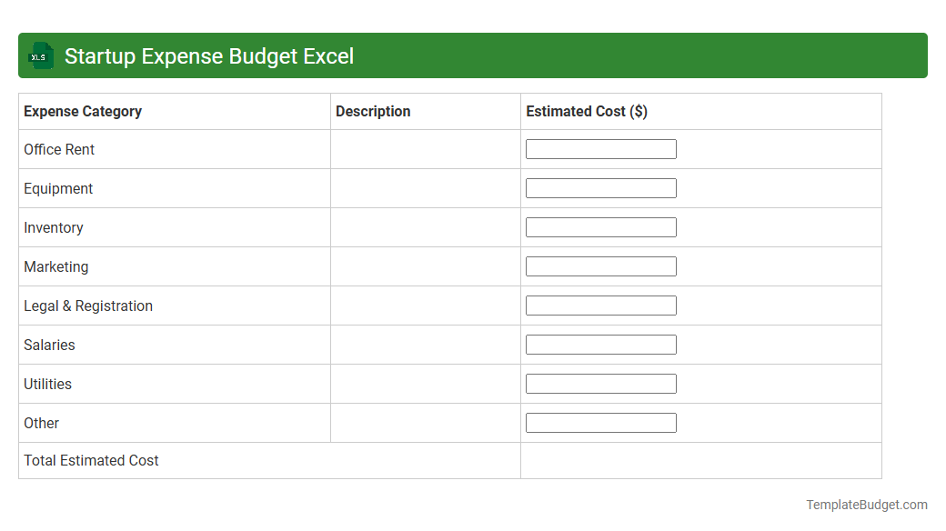 Startup Expense Budget Excel
