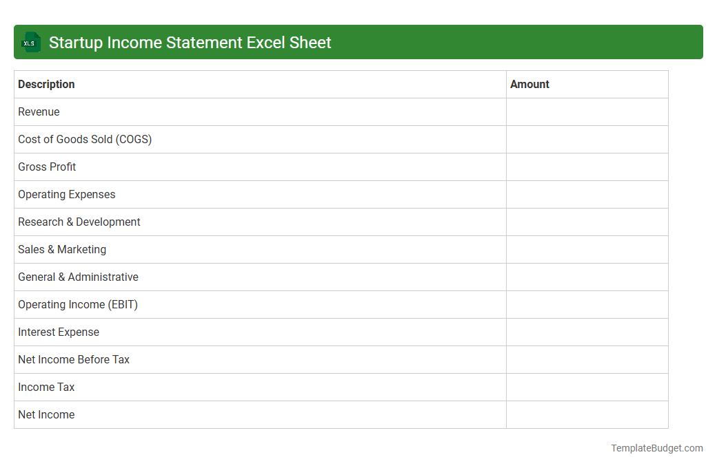 Startup Income Statement Excel Sheet