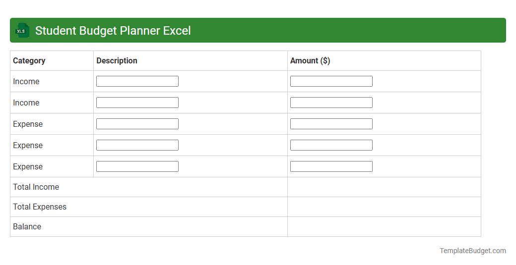 Student Budget Planner Excel