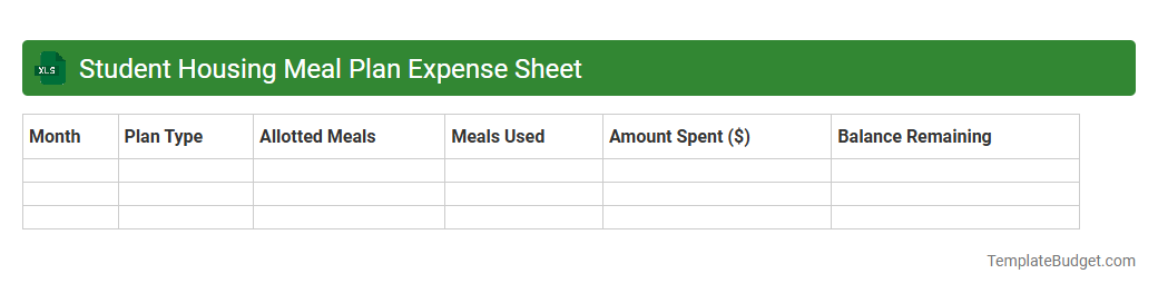 Student Housing Meal Plan Expense Sheet