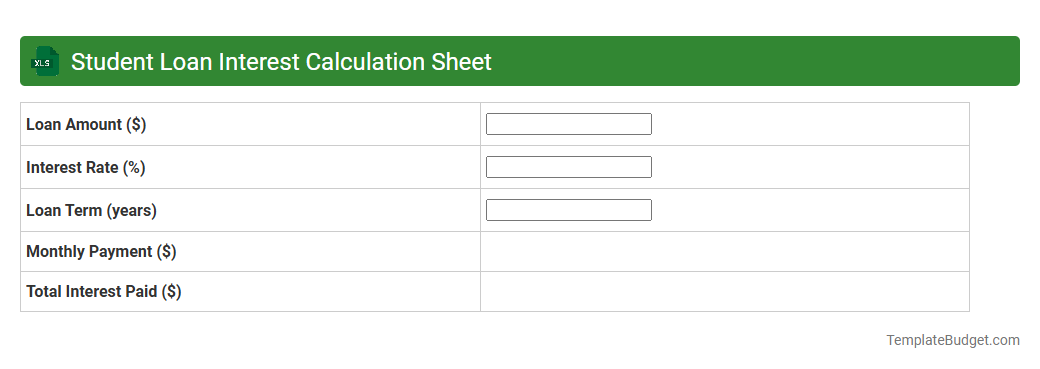 Student Loan Interest Calculation Sheet