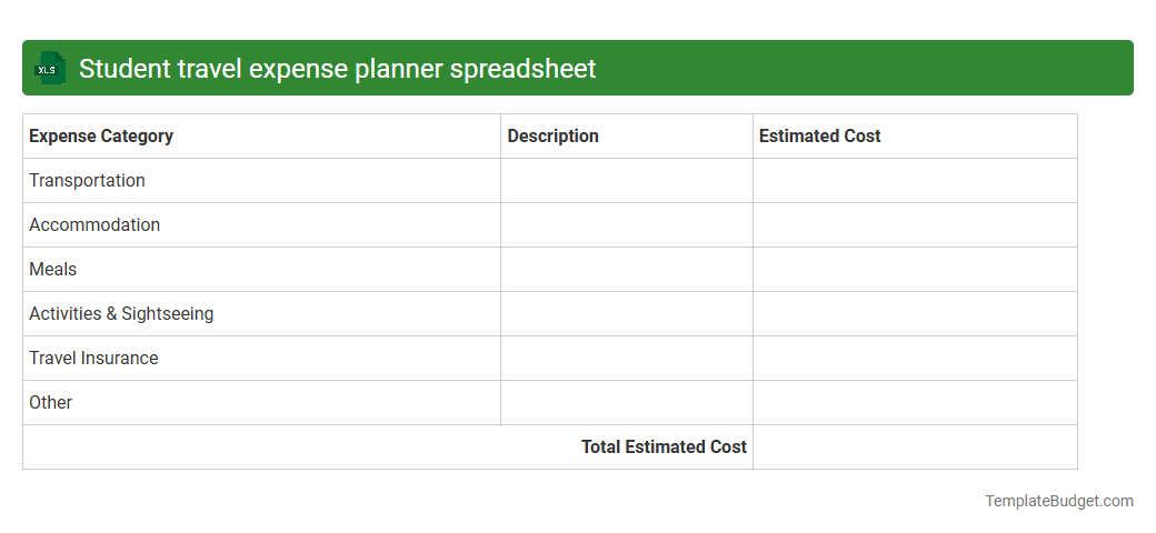 Student travel expense planner spreadsheet