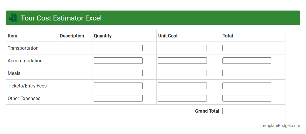 Tour Cost Estimator Excel