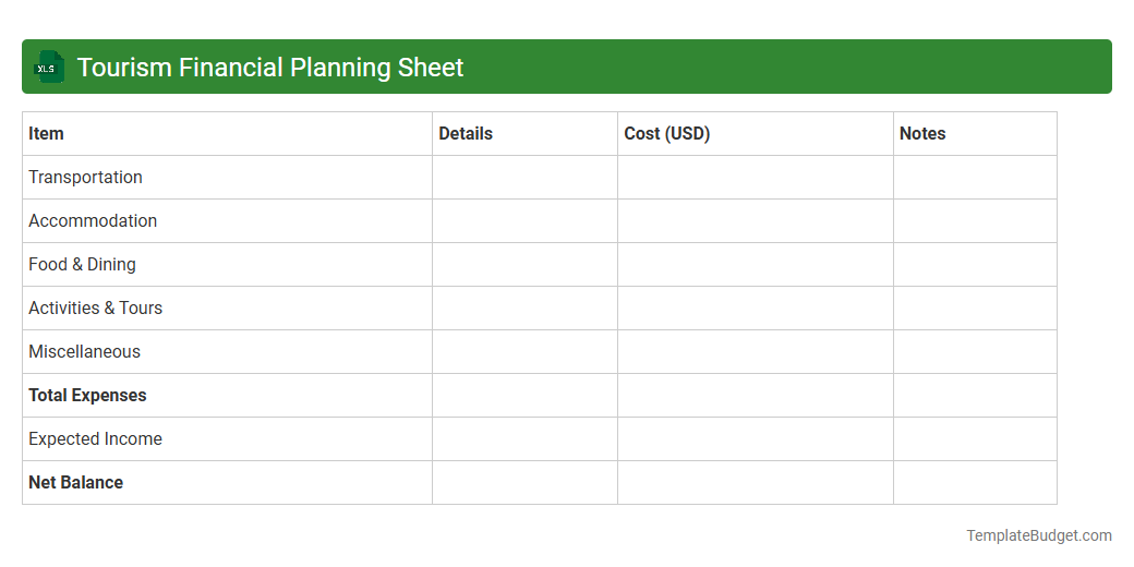Tourism Financial Planning Sheet