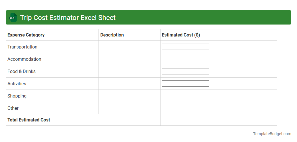 Trip Cost Estimator Excel Sheet
