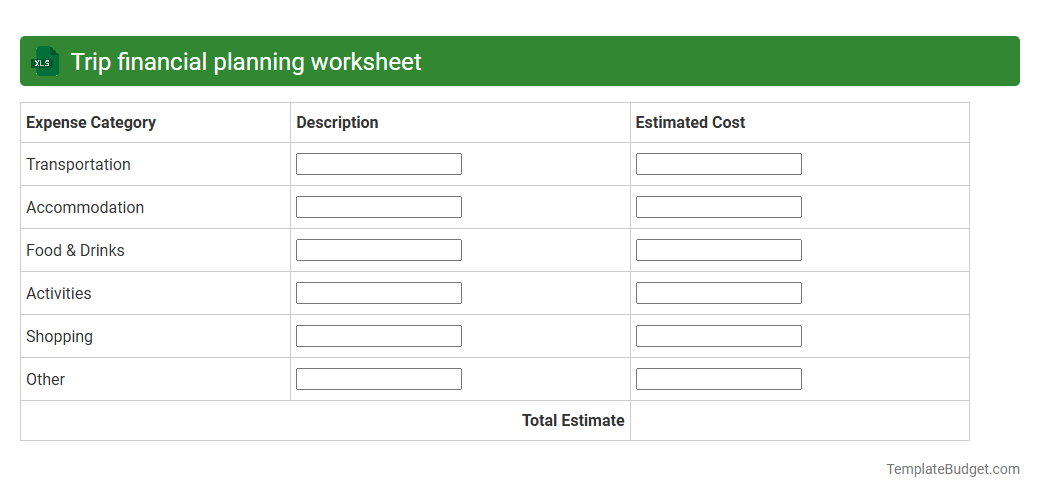 Trip financial planning worksheet
