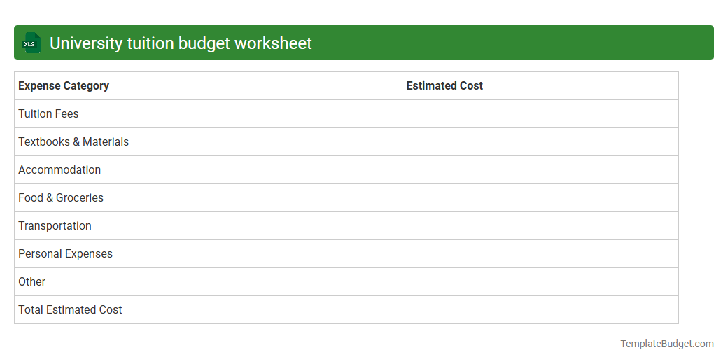 University tuition budget worksheet