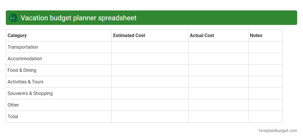 Vacation budget planner spreadsheet
