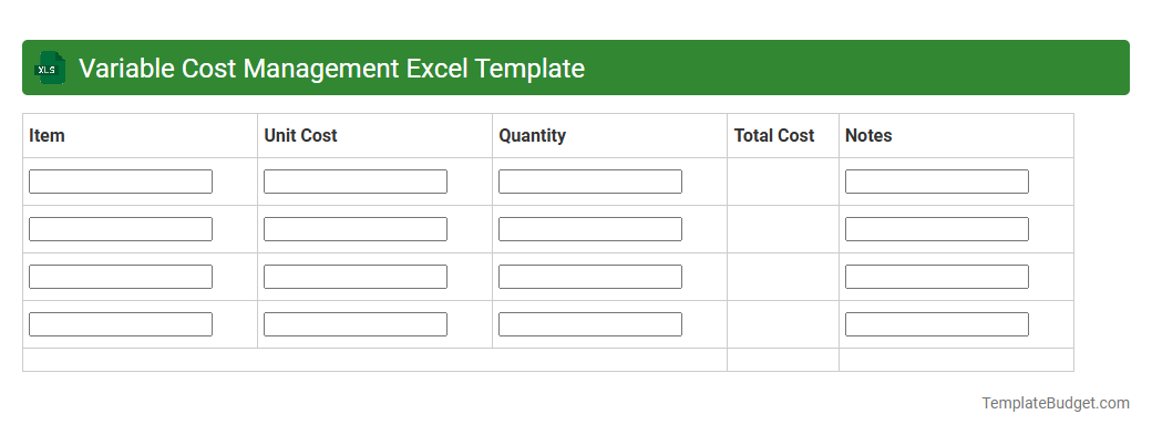 Variable Cost Management Excel Template