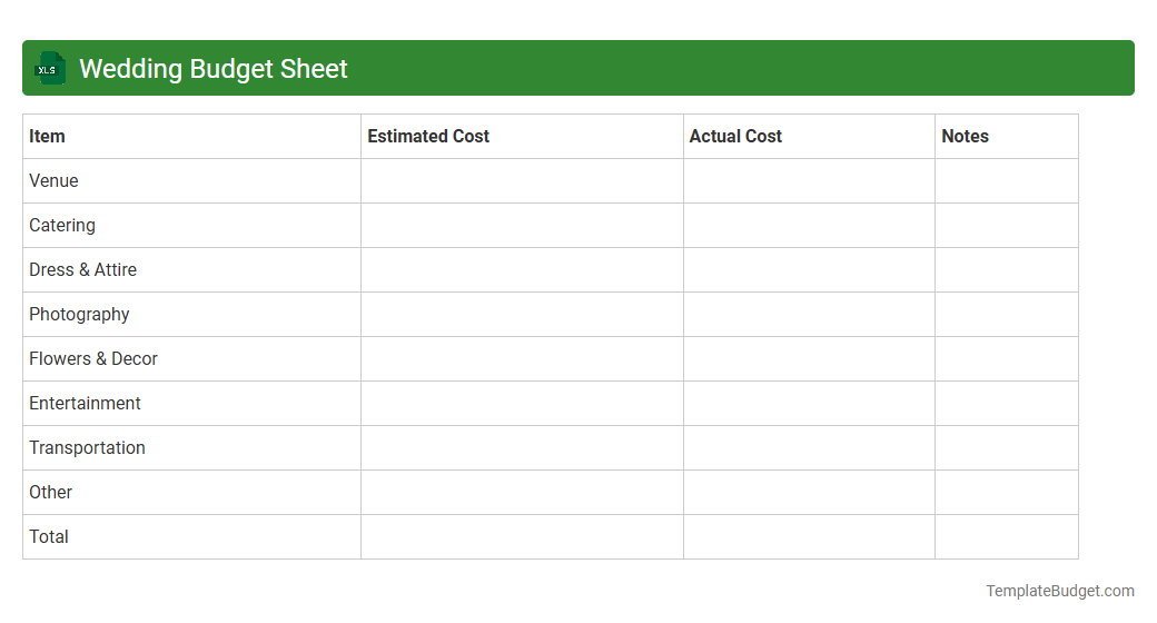 Wedding Budget Sheet