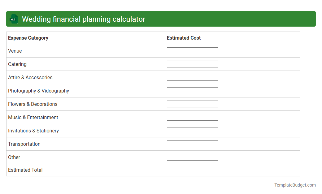 Wedding financial planning calculator
