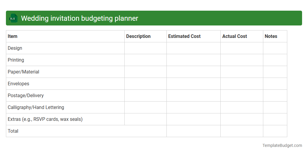 Wedding invitation budgeting planner