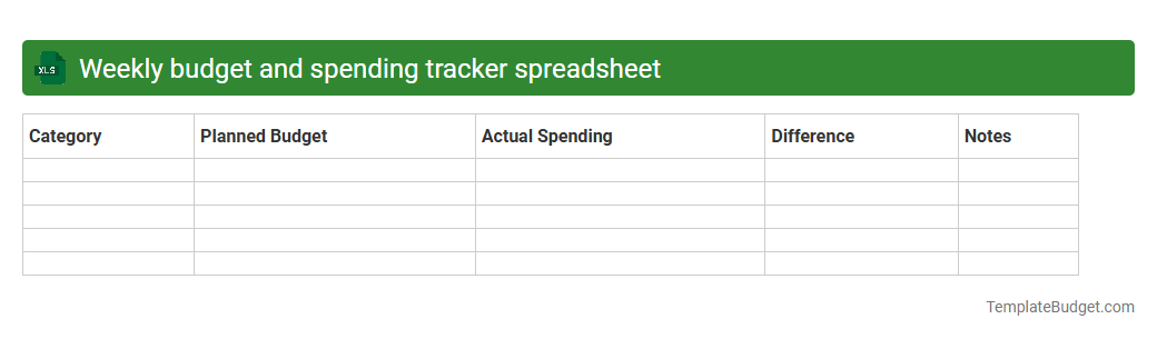 Weekly budget and spending tracker spreadsheet