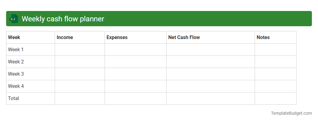 Weekly cash flow planner