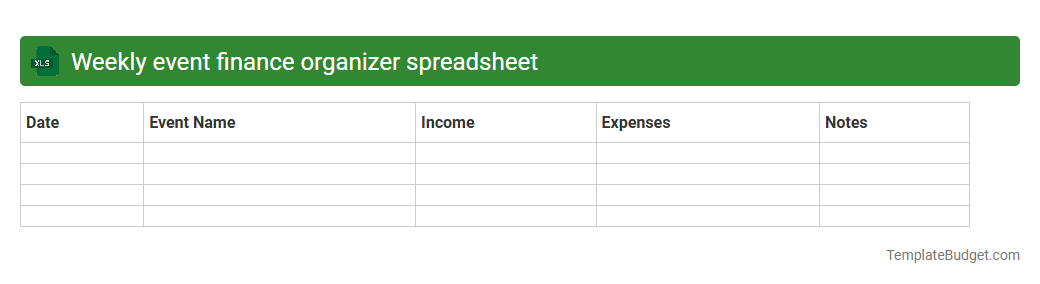 Weekly event finance organizer spreadsheet
