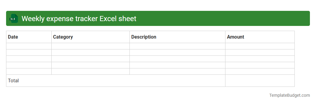 Weekly expense tracker Excel sheet