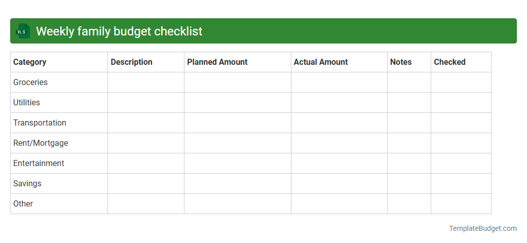 Weekly family budget checklist