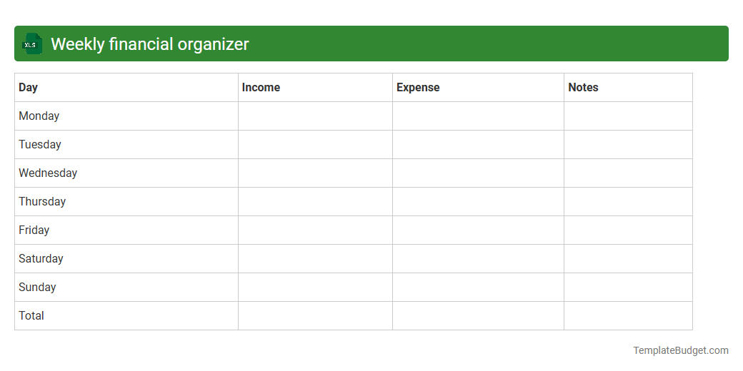 Weekly financial organizer
